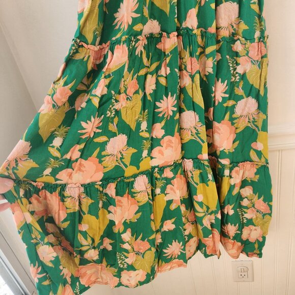 Natural Life Ella Green Floral Maxi Dress Full Length Boho Bohemian Women's L - Picture 6 of 8